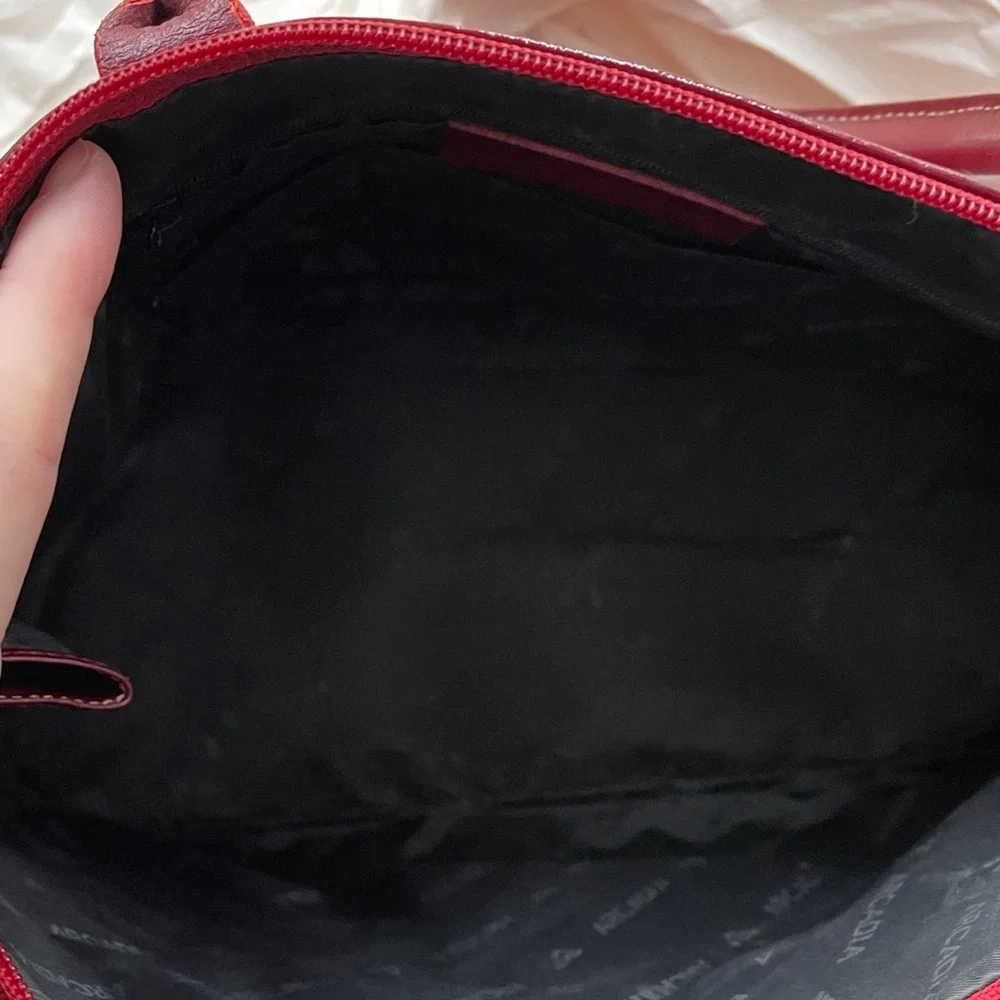 Arcadia Patent Leather Glossy Burgundy Dome Satchel Handbag Italian Luxury